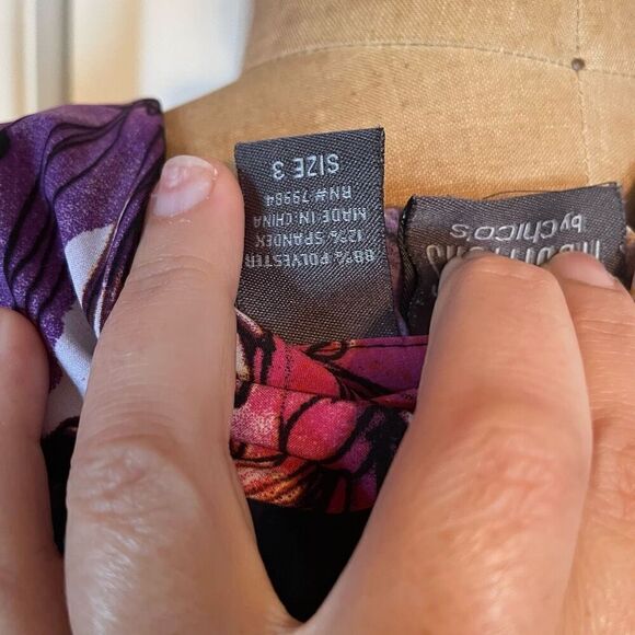 ADDITIONS BY CHICO’S | floral lightweight jacket purple yellow size 3 or L - Picture 5 of 5